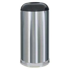 Trash Can Round Tops 15 gal. Silver Stainless Steel Open Top