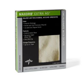 Silver Calcium Alginate Dressing Maxorb Extra Ag+ 4 X 4-3/4 Inch Rectangle Sterile