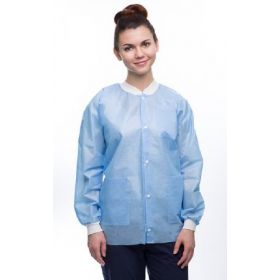 Lab Jacket ValuMax Easy-Breathe Medical Blue Large Hip Length Limited Reuse