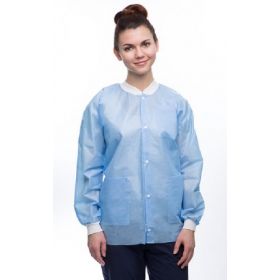 Lab Jacket ValuMax Easy-Breathe Medical Blue 2X-Large Hip Length Limited Reuse