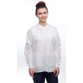 Lab Jacket ValuMax Easy-Breathe White Medium Hip Length Limited Reuse