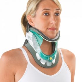 Rigid Cervical Collar Aspen Vista Preformed Adult One Size Fits Most Two-Piece / Trachea Opening Adjustable Height