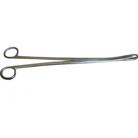 Placenta Forceps MedGyn Hern-Kelly 12 Inch Length Surgical Grade Stainless Steel NonSterile NonLocking Finger Ring Handle Slightly Curved 19 mm Serrated Fenestrated Oval Jaws
