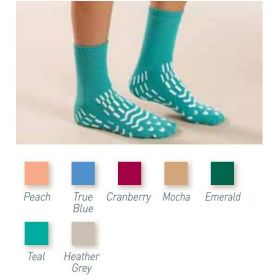 Slipper Socks Safety Footwear with Confetti Tread, Adult, Size L, Mocha