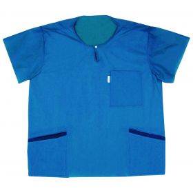 Barrier Disposable Three-Pocket Scrub Top, Blue, Size M