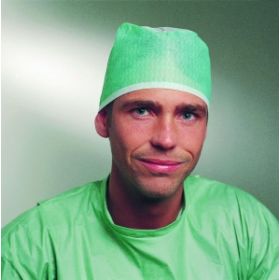 Philip Standard Surgical Cap with Tie Band, Green / White