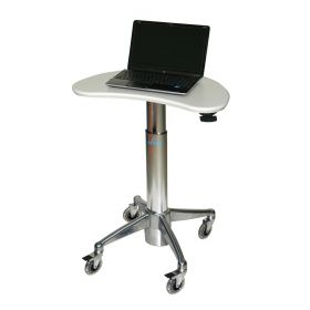 Nonpowered Kidney Laptop / LCD Cart, 18" Height Adjustment, 18" D x 28" W