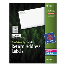 EcoFriendly Easy Peel Return Address Labels, Laser / Inkjet, 1/2" x 1-3/4", White, 80 Labels / Sheet