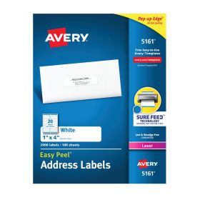Easy Peel Mailing Address Labels, Laser, 1" x 4", White, 20 Labels / Sheet