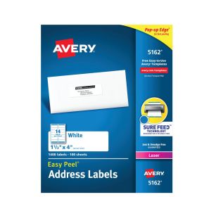 Easy Peel Mailing Address Labels, Laser, 1-1/3" x 4", White, 14 Labels / Sheet