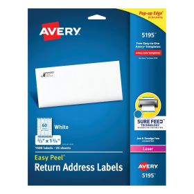 Easy Peel Mailing Address Labels, Laser, 2/3" x 1-3/4", White, 60 Labels / Sheet