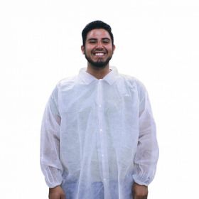 Pharma-Coat Non-Shedding Lab Coat without Pockets, White, Size XL