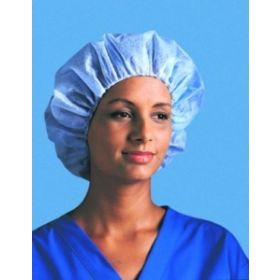 Nurses Rayon Bouffant Cap, Blue, Size L, 21"
