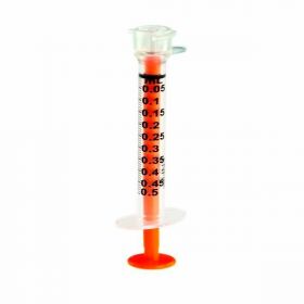 Enfit Enteral Oral Syringe, Orange, 0.5 mL, Nonsterile