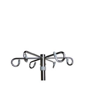 6-Leg Stainless Steel IV Pole with 6 Hooks and Stainless Steel Base