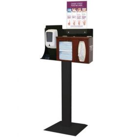 Cover Your Cough Compliance Kit with Locking Dispensing Unit Mounting Area, Floor Stand, and Vertical Sign Holder, Holds 2 Boxes of Masks and 1 - 2 Boxes of Facial Tissues