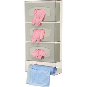 Triple-Glove and Single-Liner Dispenser, Clear Plastic