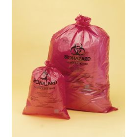 Red Biohazard Disposal Bags with Warning Label / Sterilization Indicator, 1.5mil Thick, 2 to 4 Gal. Capacity, Polypropylene, Pack of 200
