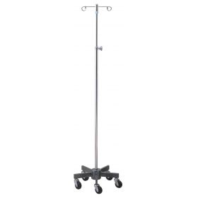 Infusion Pump IV Stand with 2 Hooks and 5 Leg, Heavy Base, Knob-Adjustable, 2-Hook