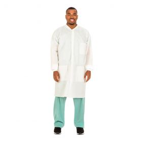 SMS Lab Coat, White, Knit Collar, Size S