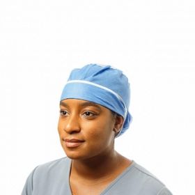 Extended-Coverage Surgical Cap with SMS Elastic Closure, Disposable, Blue, Size XL