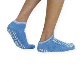 Patient Safety Slippers, Single Tread, Terry Cloth Facing In, Light Blue, Size M