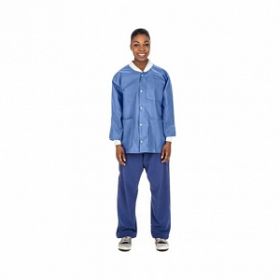 3-Layer Lab Jacket with Collar Pocket, Hip-Length, Snap Closure, Ciel Blue, Size S