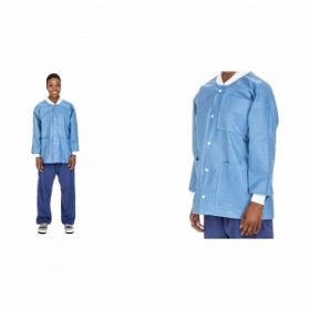 Hip-Length Lab Jacket, Disposable, Medical, Blue, Size M
