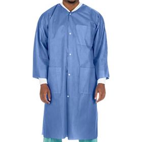 Lab Coat, Knee-Length, Disposable, Ceil Blue, Size L