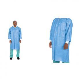 Lab Coat, Knee-Length, Disposable, Ceil Blue, Size M