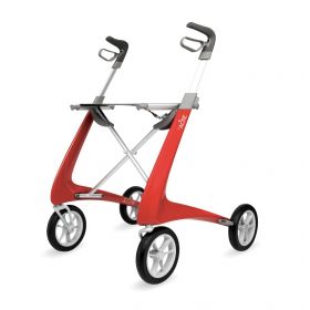 Carbon Fiber Rollator with 18.5" W x 24" H Comfort Seat, Red