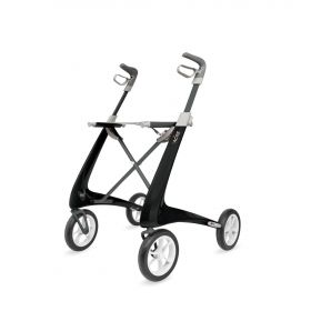 Carbon Fiber Rollator with 16.1" W x 22" H Compact Seat, Black