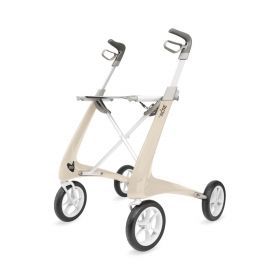 Carbon Fiber Rollator with 16.1" W x 22" H Compact Seat, White