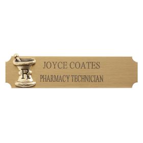 Brass Namebadge with Brass Mortar and Pestle