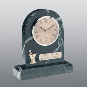 Marble Zebra Clock, Personalized Brass Plate