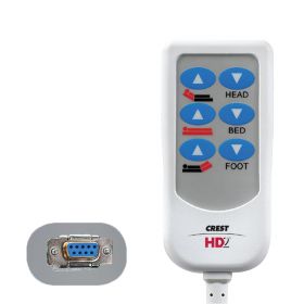 HD2 Bed Control, Invacare 9-pin AD Plug, 6 Button, White, 8'