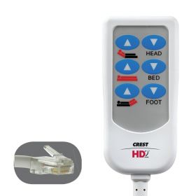 HD2 Bed Control, Joerns 8-pin RJ45 AE Plug, 6 Button, White, 8'