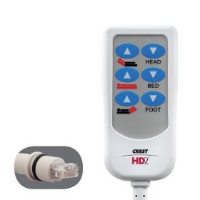 HD2 Bed Control, Joerns EasyCare Beds 7 and 9 and UltraCare Beds Manufactured Before January 2013 10-pin RJ50 Plug, 6 Button, White, 8'