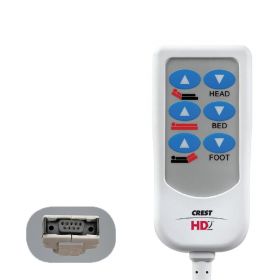 HD2 Bed Control, Invacare 9-pin U Plug, 6 Button, White, 8'