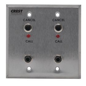 Nurse Call Patient Station, Crest Replacement for Executone, Dual 1/4" Receptacle, 2-Gang