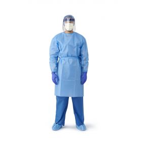 Medline Disposable Chemo-Tested Poly-Coated Nonwoven Protective Gown with Elastic Wrists, Blue, Regular/CRI23457Z