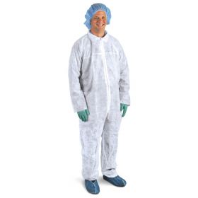 Spunbonded Coveralls with Straight Wrists and Ankles, Size XL, White