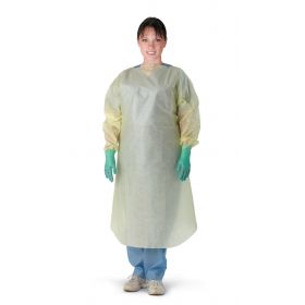 Medium-Weight Coated Overhead Isolation Gown, Yellow, Size Regular