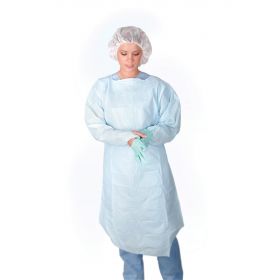 Polyethylene Gowns with Thumb Loop, Blue, Size Regular