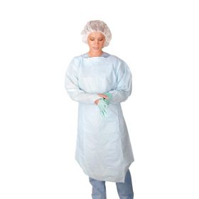 Polyethylene Gowns with Thumb Loop, Blue, Universal Size