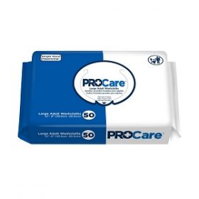 ProCare Personal Wipes Soft Pack, White, 12" x 8", 50/Pack, 12 Packs / Case