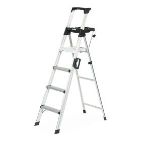 Signature Series Aluminum Folding Step Ladder with Leg Lock and Handle, 6' 4-Step