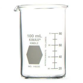 Tall Berzelius Glass Beaker with Spout and Scale, 100 mL