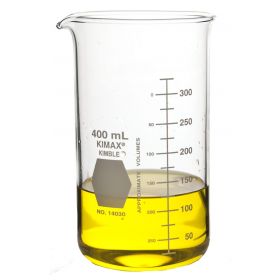 Tall Berzelius Glass Beaker with Spout and Scale, 400 mL