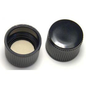 Black Phenolic Cap With Cemented-In Rubber Liner, 18-415mm Thread Finish
